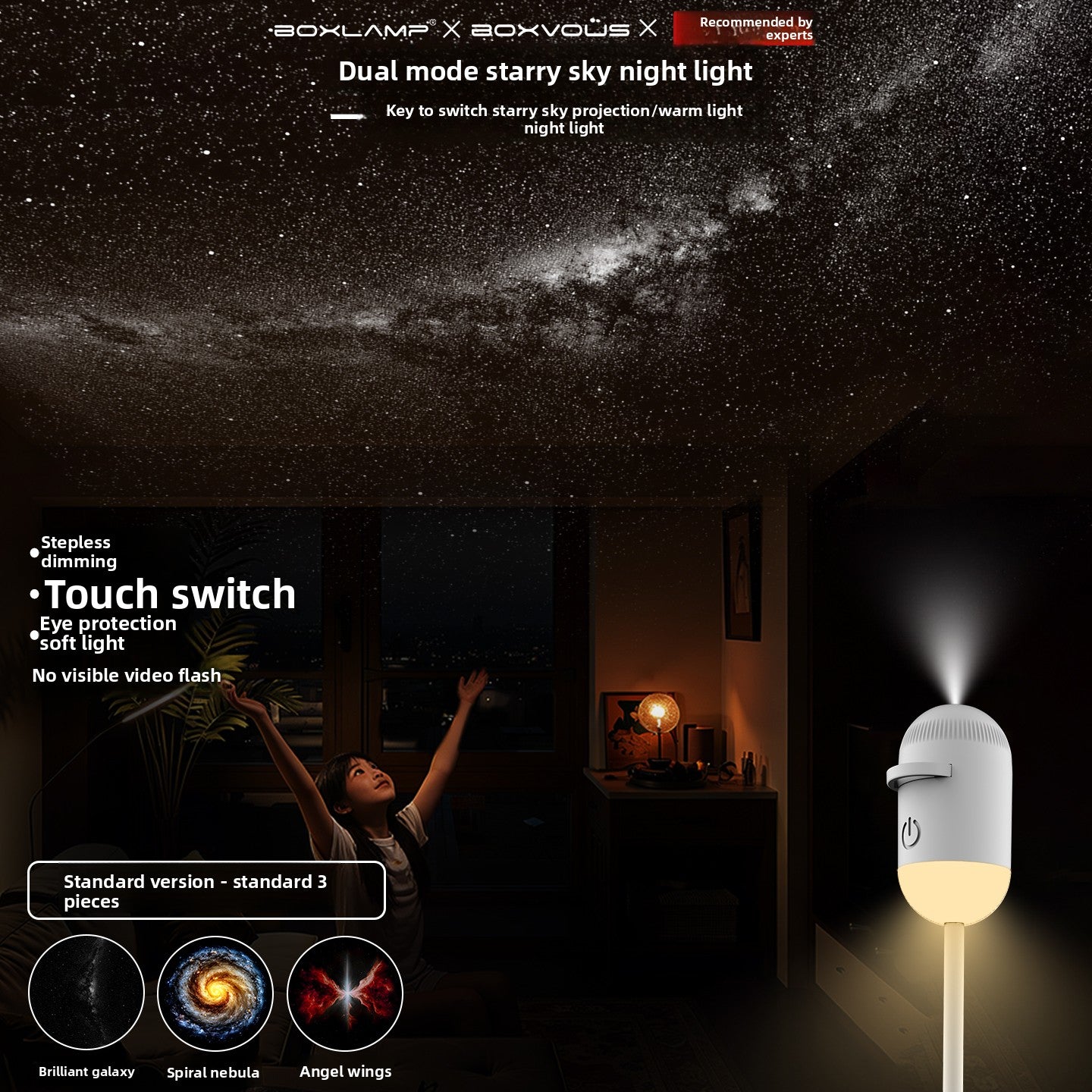 Voice Activated Star Projection Night Light with Eye Protection