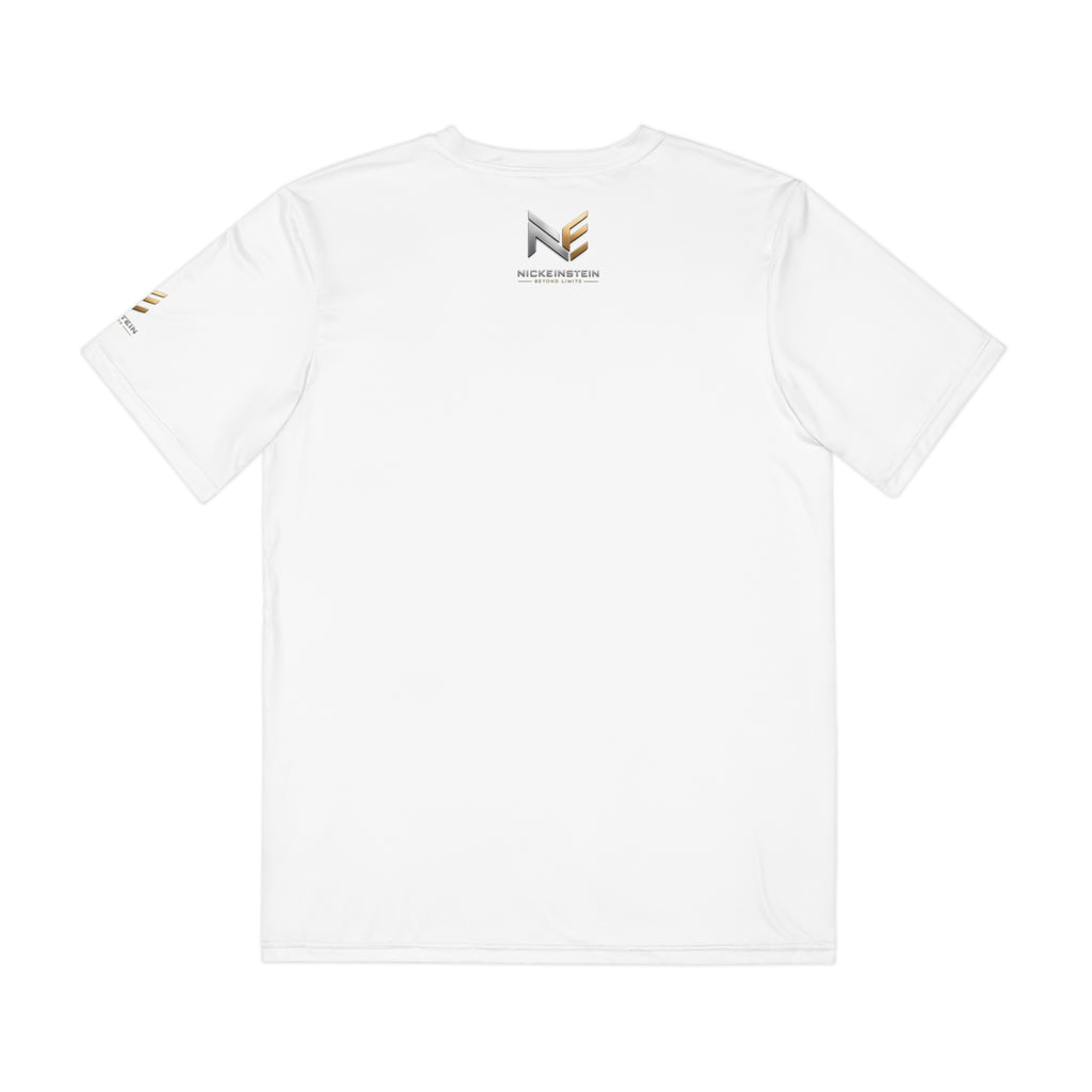 NickEinstein Metallic Logo Polyester Tee — Men's Athletic Performance Shirt