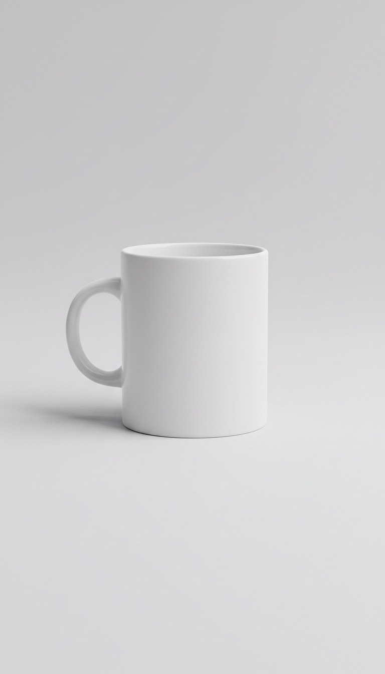 Matte white ceramic mug