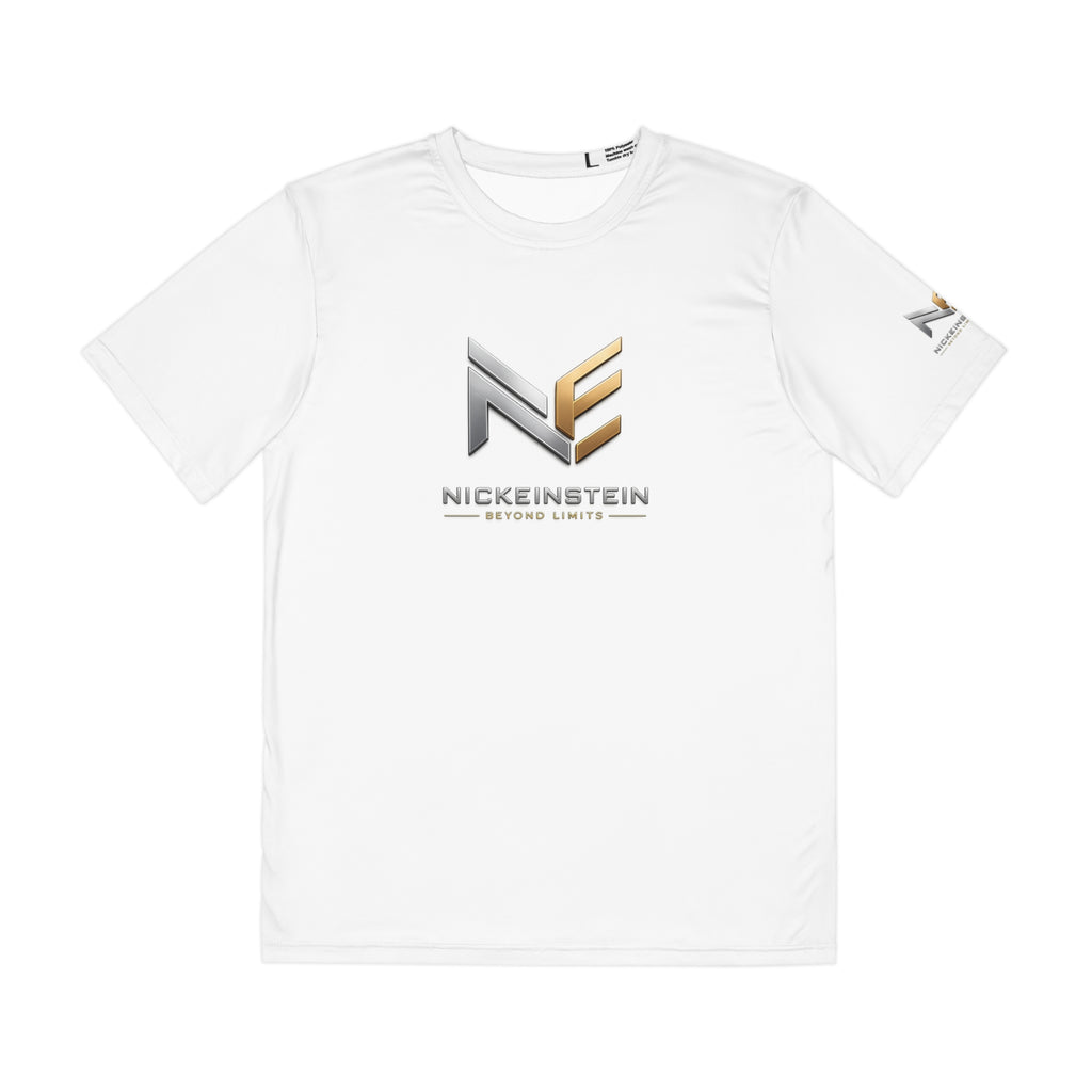 NickEinstein Metallic Logo Polyester Tee — Men's Athletic Performance Shirt
