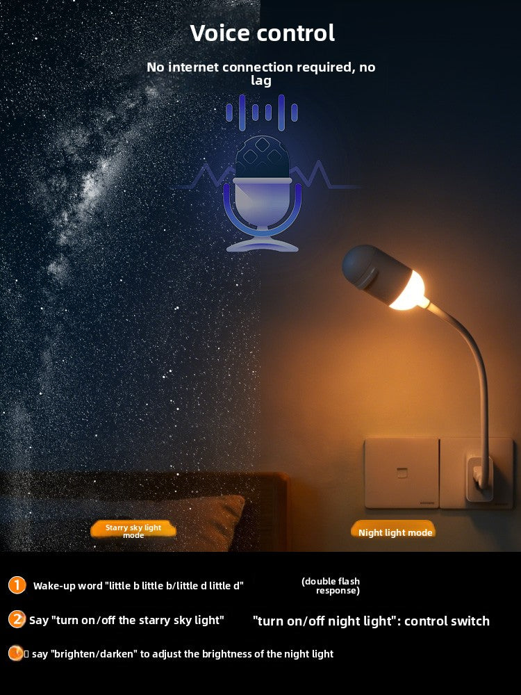 Voice Activated Star Projection Night Light with Eye Protection