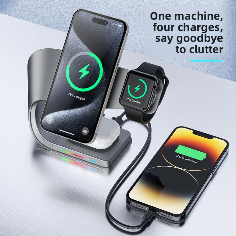 Metal Magnetic Three-in-One Wireless Charger