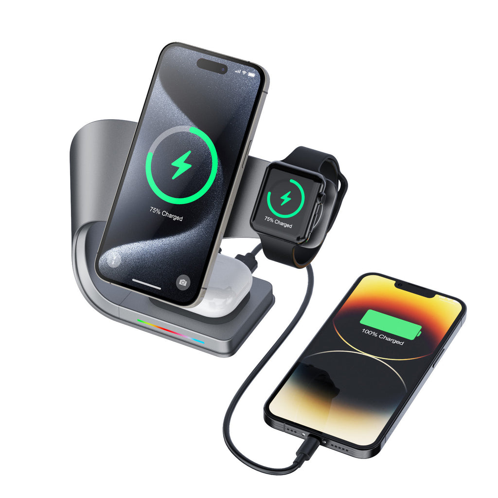 Metal Magnetic Three-in-One Wireless Charger