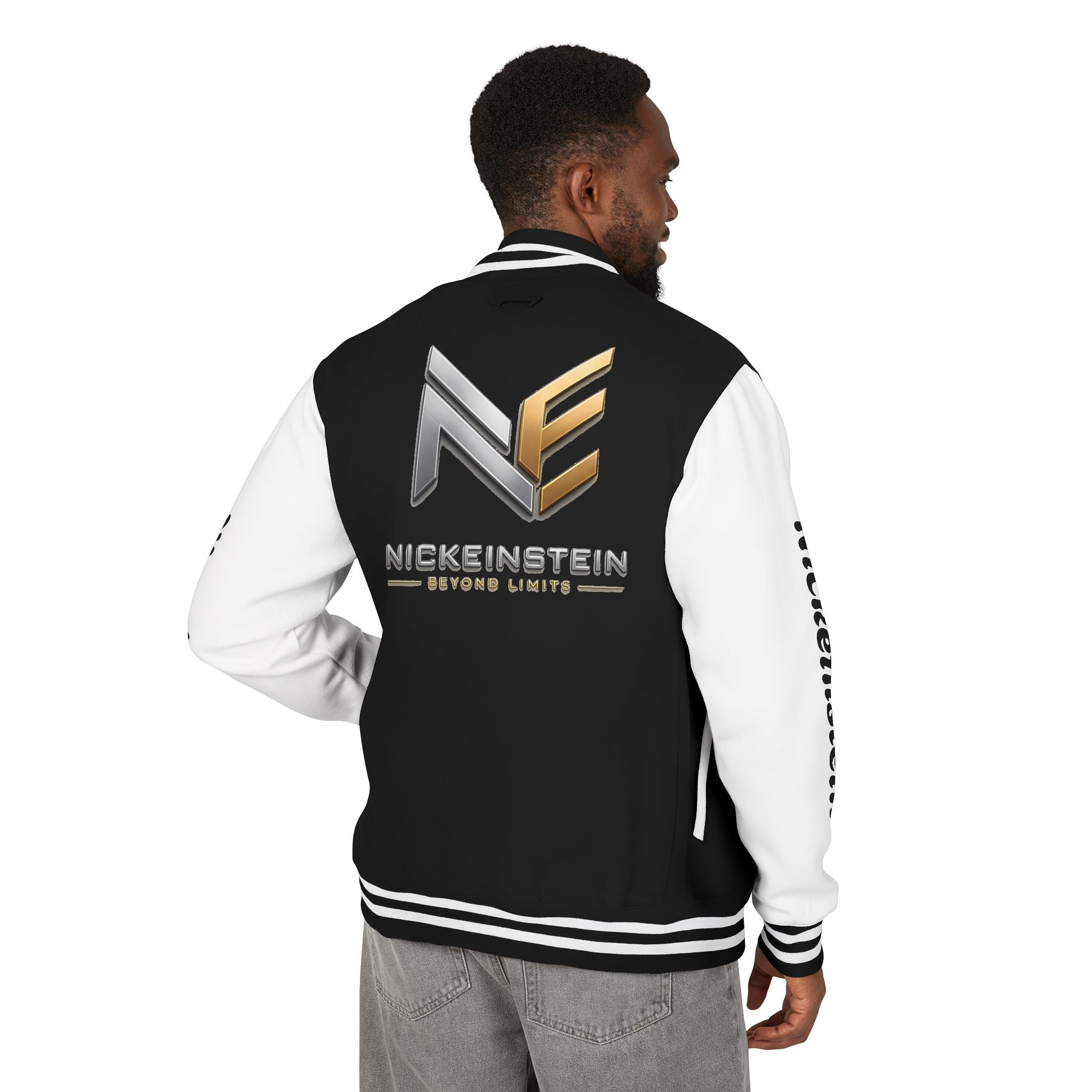 NICKEINSTEIN Premium Varsity Jacket – Black & Gold Edition