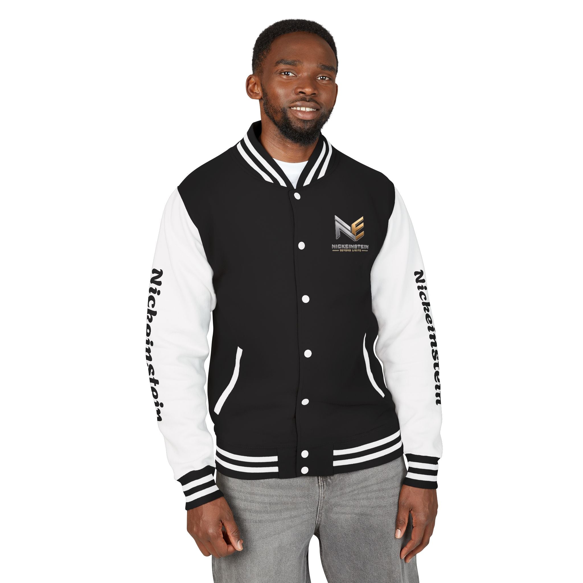 NICKEINSTEIN Premium Varsity Jacket – Black & Gold Edition