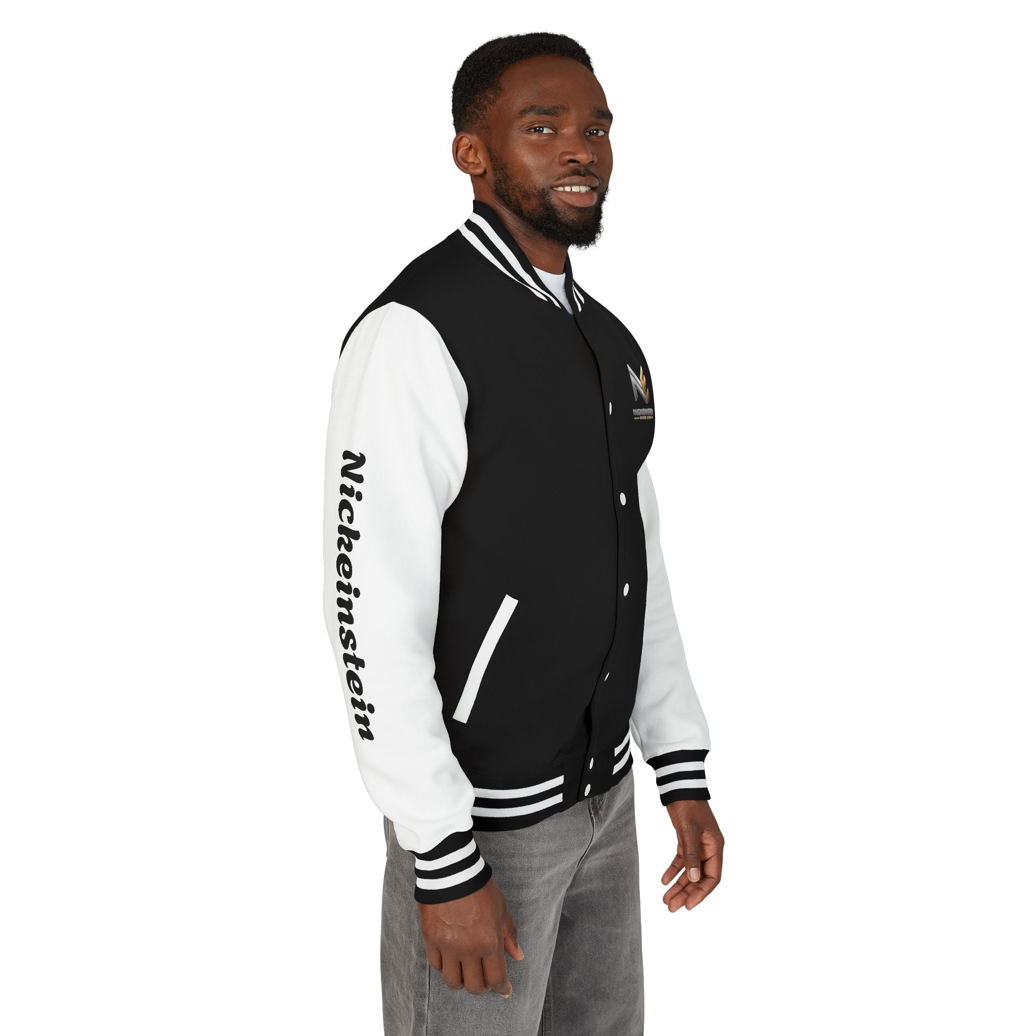 NICKEINSTEIN Premium Varsity Jacket – Black & Gold Edition