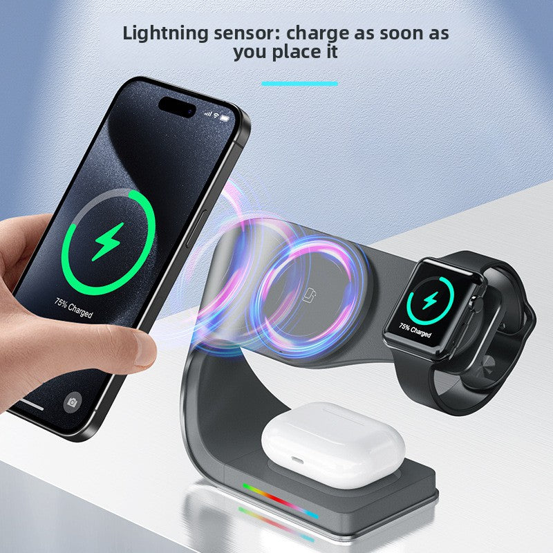 Metal Magnetic Three-in-One Wireless Charger